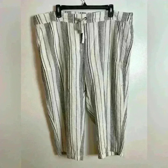 PER SE Plus Linen beach Pant Stripes 1X women’s - Picture 1 of 12